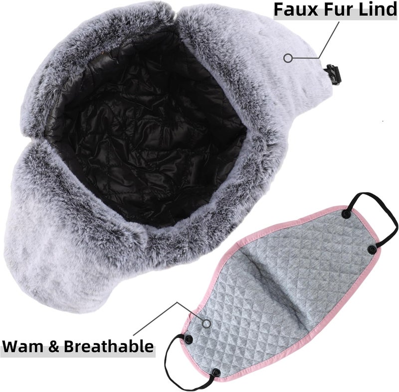 Connectyle Trapper Hat for Men Women Faux Fur Trooper Trapper Winter Hat with Ear Flaps Waterproof Ushanka Hunting Hats - Image 4